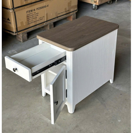 P2728-32 : Tủ Góc , Tủ Trang Trí - Màu Trắng + Nâu